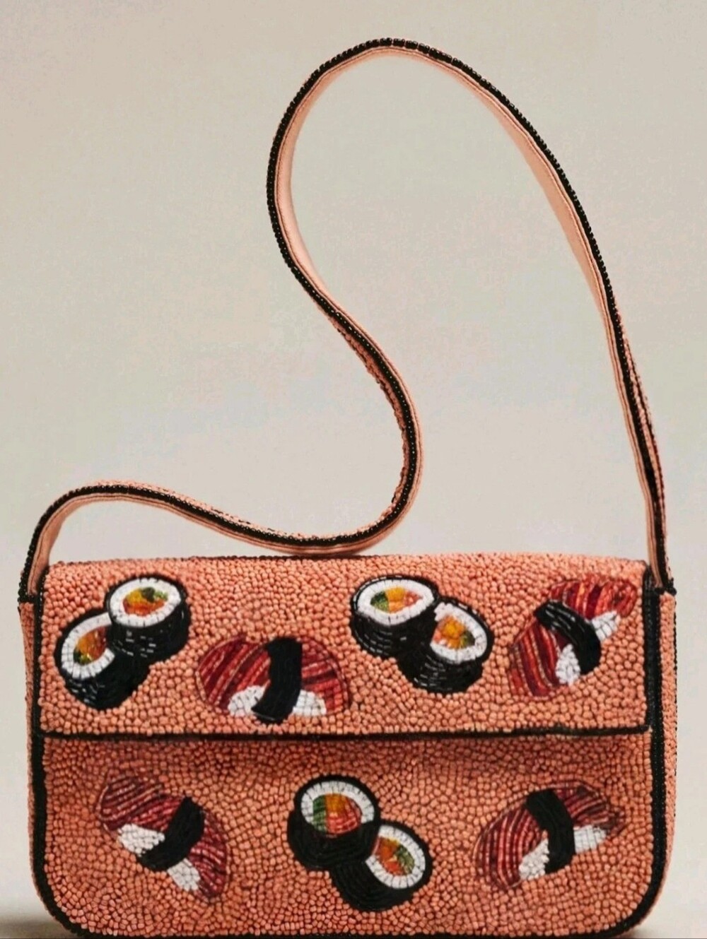 ANTHROPOLOGIE BEADED FIONA SHOULDER  BAG   "SUSHI "  Food & Drink Edition VIRAL